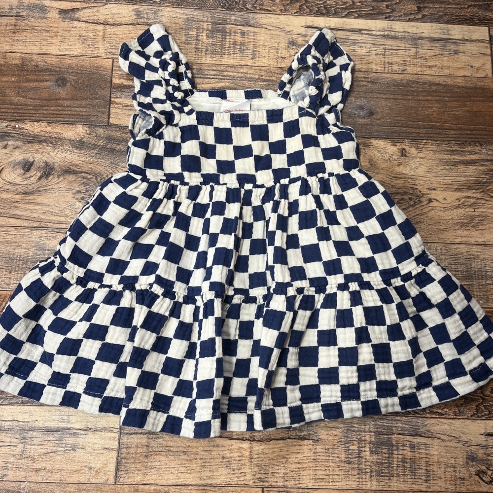 Hanna Andersson Muslin Flutter Sleeve Dress Babyβ Girl 6-12m Checkered Cotton